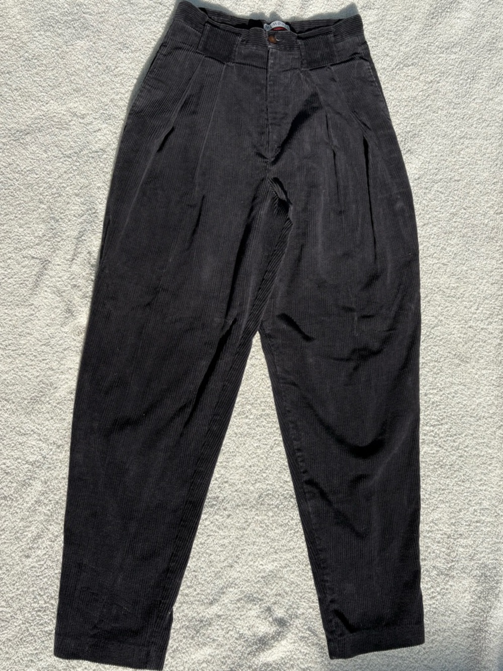 Vintage Memphis Brand 100% Cotton High-Rise Black Corduroy Trousers - Women